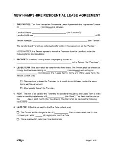 New Hampshire Lease Agreement